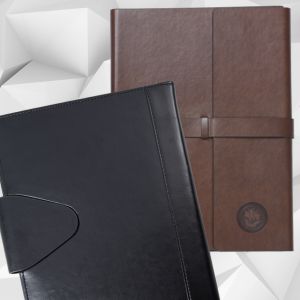 2 מחברות עסקים יוקרתיות דמוי עור בצעי שחור וחום