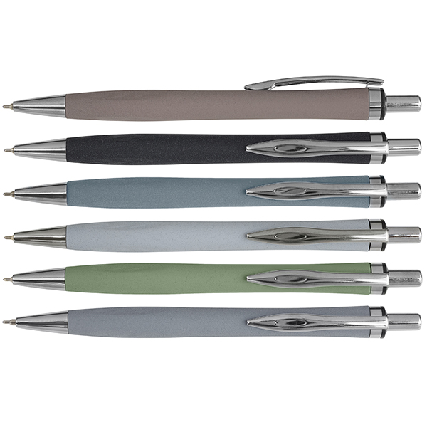 שישה עטים מתכת במגוון צבעים - חום, שחור, כחול כהה, תכלת, ירוק וכחול אפור