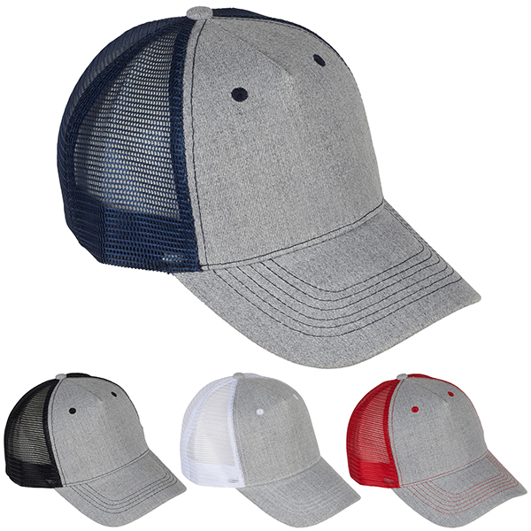 כובע רשת כחול ומתחתיו עוד 3 כובעים צבעוניים ניתנים למיתוג