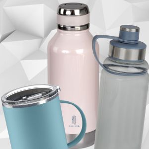 3 בקבוקים וספלים תרמיים צבעוניים לקידום מכירות